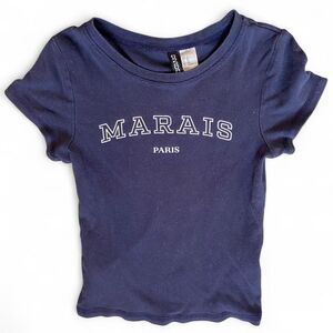 H-m Women's Navy and Blue T-shirt
